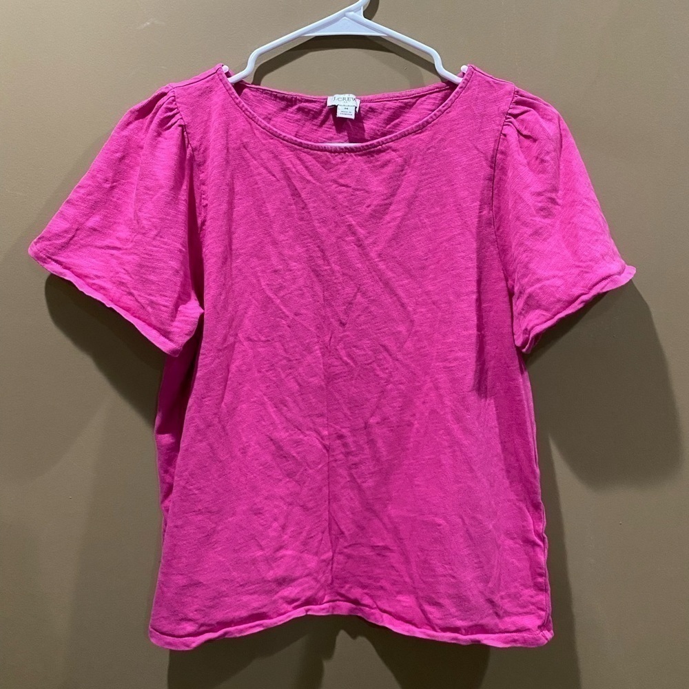 J. Crew Re-Imagined Pink Frilly Sleeve Shirt Women’s Medium —E
